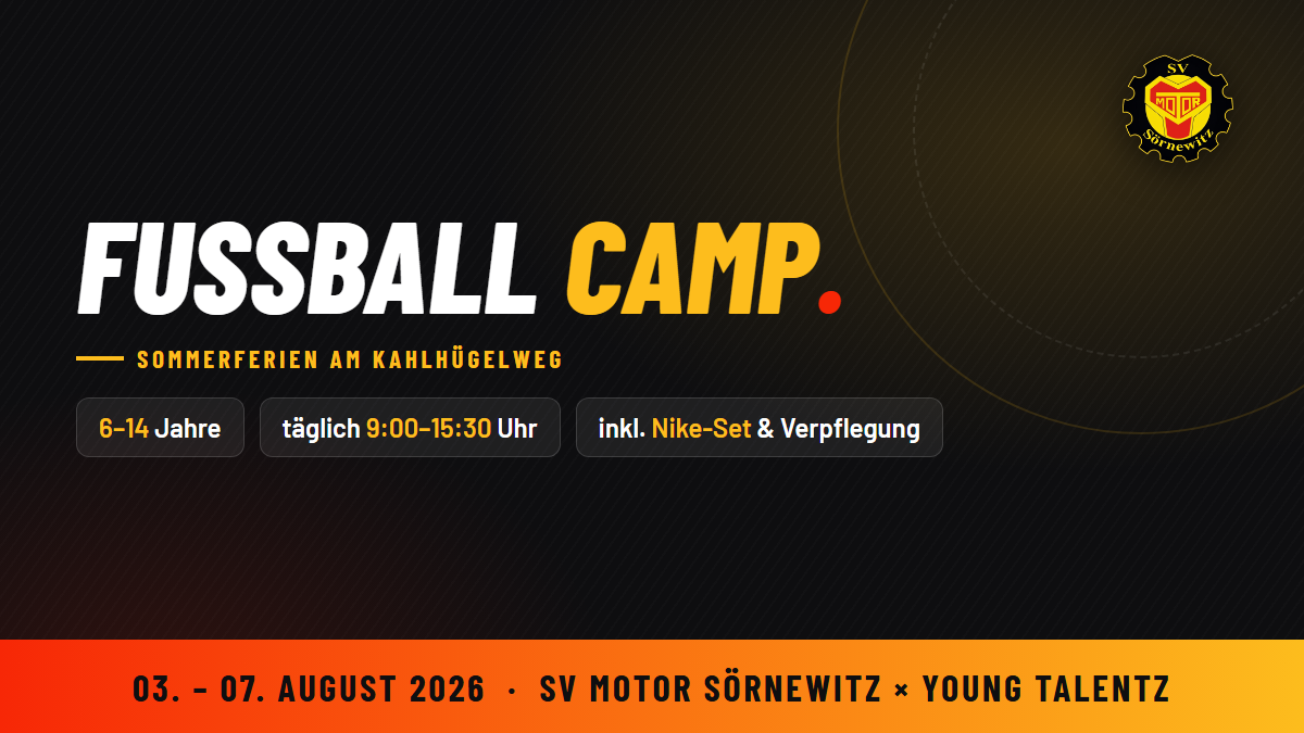 Fußballcamp in den Sommerferien: 3.–7. August bei uns am Kahlhügelweg