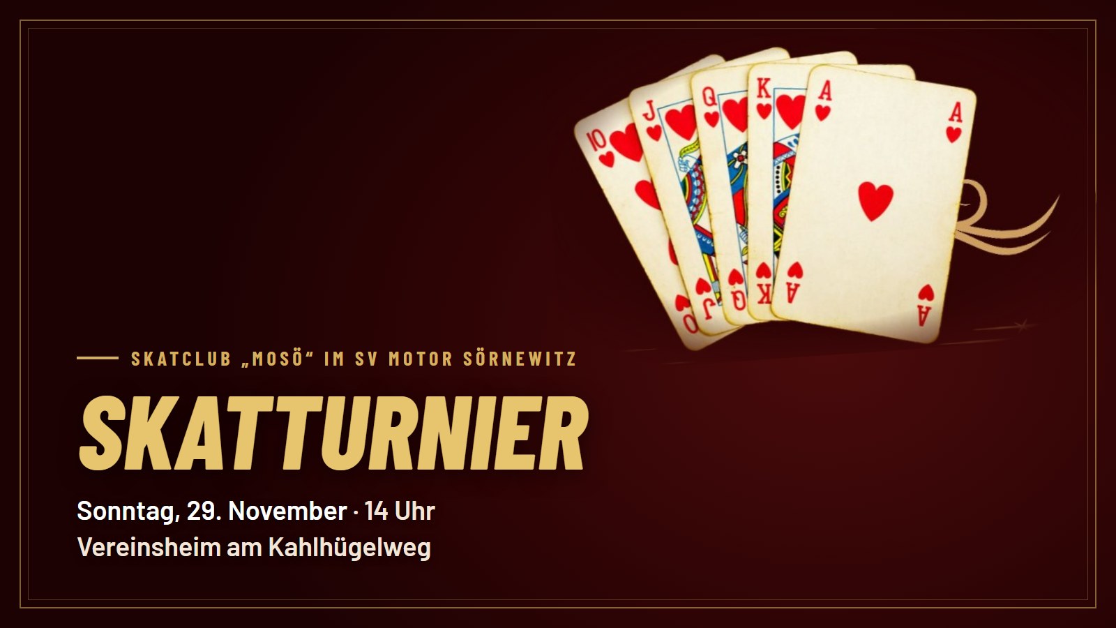 Gut Blatt! Skatturnier im Vereinsheim am 29. November